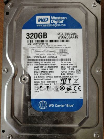 Лот: 18395725. Фото: 1. HDD 320 ГБ WD Caviar Blue [WD3200AAJS... Жёсткие диски (HDD)