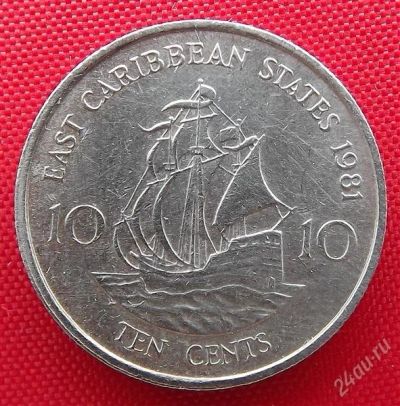 Лот: 2576917. Фото: 1. (№2147) 10 центов 1981 (Восточно-Карибские... Великобритания и острова