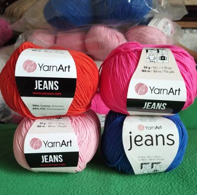 Лот: 23565301. Фото: 1. Пряжа YarnArt Jeans 50г. Ткани, нитки, пряжа
