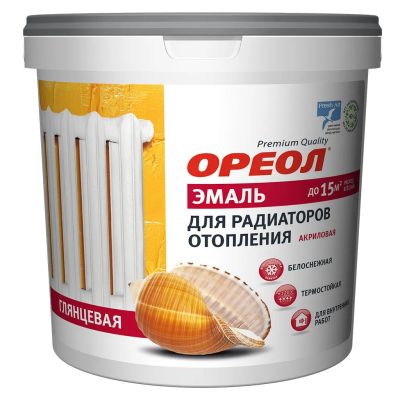 Лот: 24110987. Фото: 1. Эмаль Ореол, для радиаторов, акриловая... Краски, лаки, растворитель