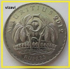 Лот: 16766291. Фото: 1. Маврикий 5 рупий 2012 (9). Африка