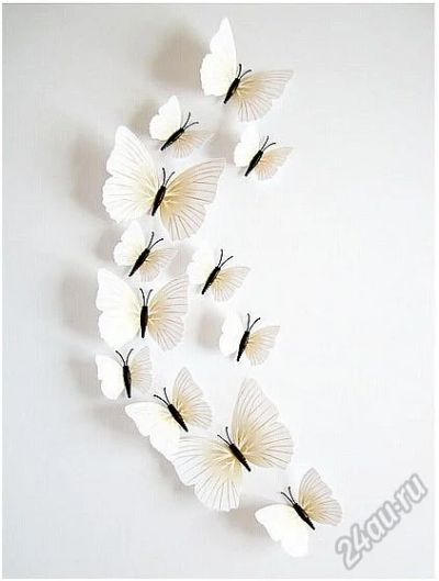 Лот: 7172055. Фото: 1. Бабочки декоративные белые 3D... Интерьерные наклейки