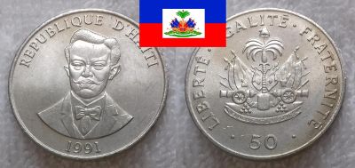 Лот: 19280032. Фото: 1. Гаити 50 сантимов 1991 последний... Америка