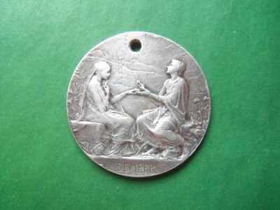 Лот: 19530280. Фото: 1. Серебряная свадебная медаль Франция... Памятные медали
