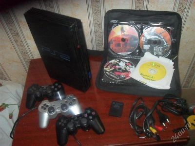 Лот: 2393095. Фото: 1. Sony Playstation 2, чипованная... Игровые приставки, консоли