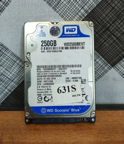 Лот: 19359690. Фото: 1. Жесткий диск SATA-II 2,5 WD2500BEVT... Жёсткие диски (HDD)