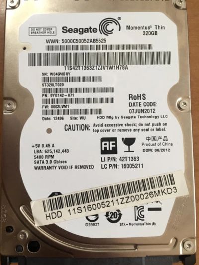 Лот: 11169233. Фото: 1. Жесткий диск Seagate 320gb. Жёсткие диски (HDD)