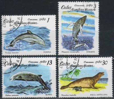Лот: 18322227. Фото: 1. 1980. Куба. Морские млекопитающие... Марки