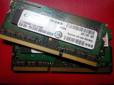 Лот: 8383925. Фото: 1. Оперативка DDR3 SODIM 2gig x 2штуки. Оперативная память