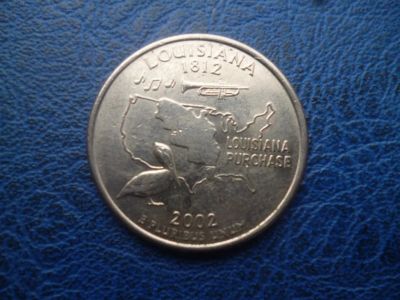 Лот: 11299350. Фото: 1. 25 центов 2002 года Штат Луизиана... Америка