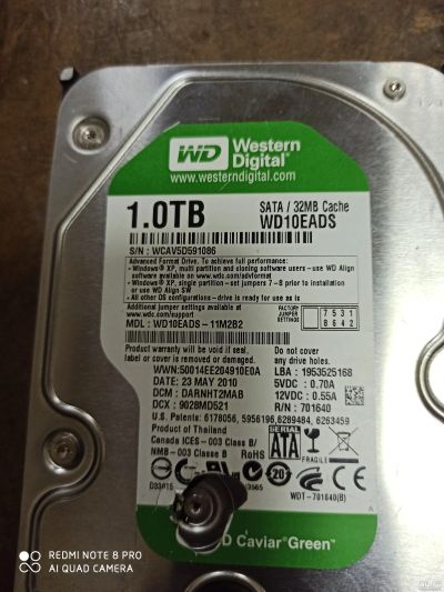 Лот: 15282824. Фото: 1. Жесткий диск 1 терабайт сата бу... Жёсткие диски (HDD)