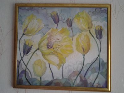 Лот: 10454903. Фото: 1. Картина, батик "Полярный мак". Картины, гравюры