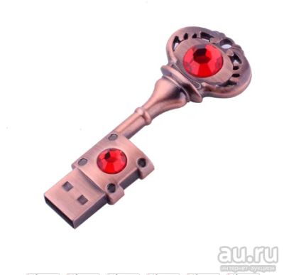 Лот: 15614474. Фото: 1. Флешка медный ключ с камнем, usb... USB-флеш карты