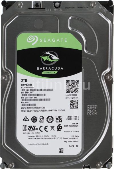 Лот: 19266540. Фото: 1. 2 ТБ Жесткий диск Seagate BarraCuda... Жёсткие диски (HDD)