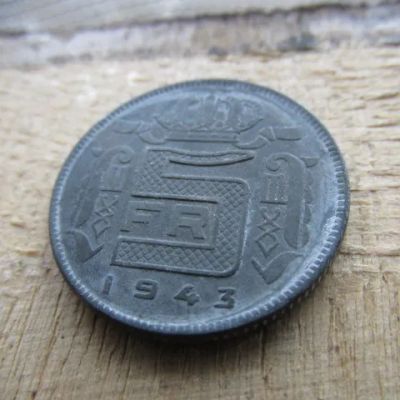 Лот: 24929159. Фото: 1. Монета 5 франк пять Бельгия 1943... Европа
