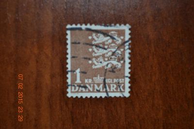 Лот: 5069024. Фото: 1. Марка Дании 1968г. Герб. Марки