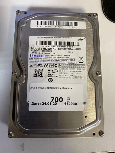 Лот: 15394549. Фото: 1. 320GB Samsung HD321KJ 3.5 дюйма... Жёсткие диски (HDD)