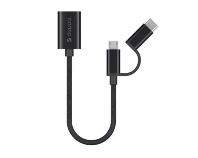 Лот: 20885800. Фото: 1. OTG Deppa USB - microUSB+USB-C... Дата-кабели, переходники