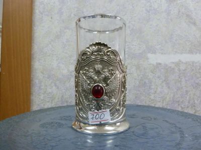 Лот: 9497395. Фото: 1. Подстаканник с камнем со стаканом. Предметы интерьера и быта