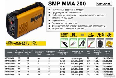 Лот: 11667845. Фото: 1. Сварочный аппарат SMP MMA 200... Сварочные аппараты