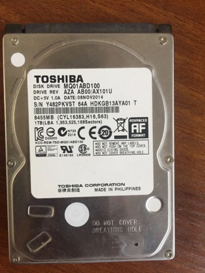 Лот: 12339536. Фото: 1. HDD Toshiba 1 tb. Жёсткие диски (HDD)