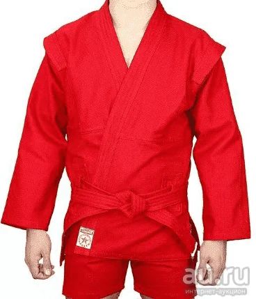 Лот: 17145061. Фото: 1. Куртка для самбо красная. Одежда для боевых искусств
