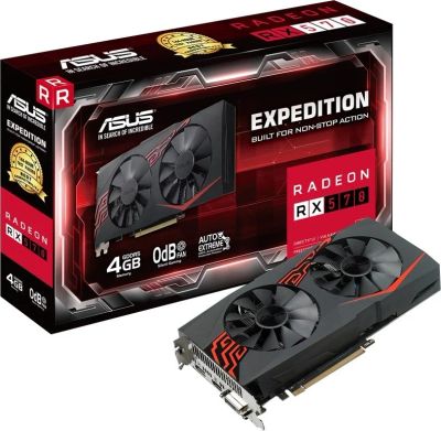 Лот: 9756863. Фото: 1. Видеокарта RX 570 4Gb ASUS Expedition... Видеокарты
