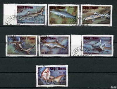 Лот: 12968585. Фото: 1. Марки Вьетнама 1991г. Рыбы, акулы... Марки