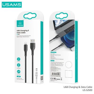 Лот: 22146432. Фото: 1. Кабель USAMS Lighting U68 2A 1m... Дата-кабели, переходники