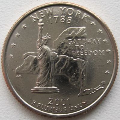 Лот: 6729870. Фото: 1. США 25 центов 2001. Нью-Йорк... Америка