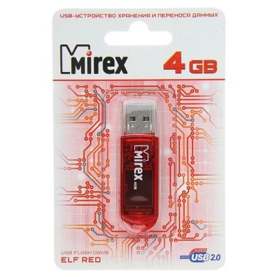 Лот: 10945159. Фото: 1. USB 4Gb Mirex Elf red\ Стандарт... USB-флеш карты