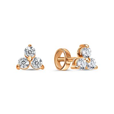 Лот: 23796153. Фото: 1. Золотые серьги с фианитами. Серьги, каффы