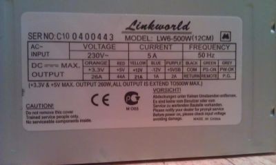 Лот: 6869938. Фото: 1. LinkWorld LW6-500W 12см (блок... Корпуса, блоки питания