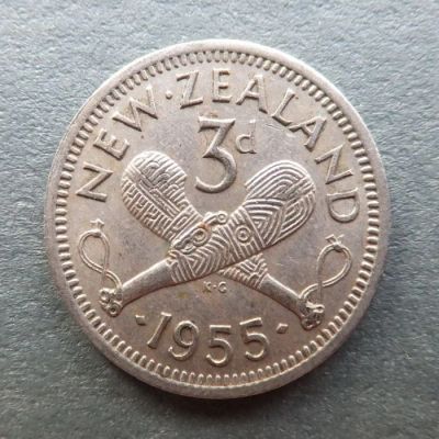 Лот: 3699541. Фото: 1. New Zealand, 3 pence, 1955г. Новая... Остальные страны
