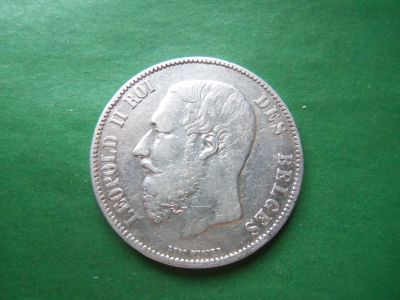 Лот: 22570865. Фото: 1. Бельгия 5 франков 1873 г. Леопольд... Европа