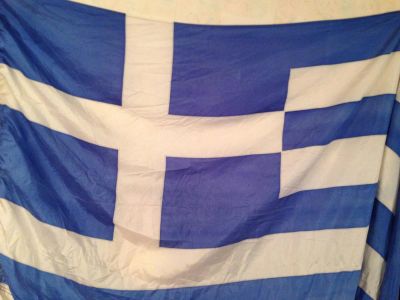 Лот: 7818223. Фото: 1. Флаг Греции 135х270см. Флаги, гербы