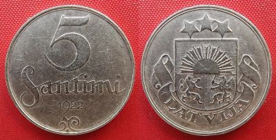 Лот: 25090560. Фото: 1. (№4917-Э251/1Б50/LM) 5 сантимов... Страны СНГ и Балтии