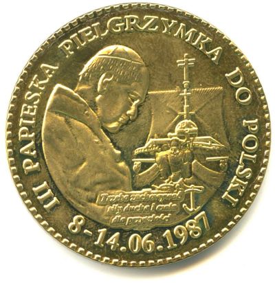 Лот: 16723270. Фото: 1. Польша 1987 медаль III папское... Сувенирные