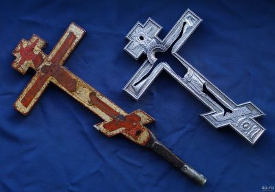 Лот: 15828538. Фото: 1. Старинный выносной крест XVII... Другое (живопись, скульптура, фото)