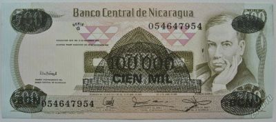 Лот: 5733449. Фото: 1. Никарагуа 100 000 кордоба 1987... Америка