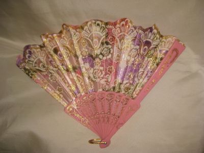 Лот: 19167632. Фото: 1. Новый розовый веер -- ткань с... Карнавальные маски, шляпы, аксессуары