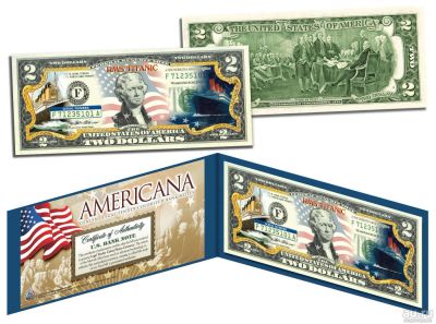 Лот: 8430748. Фото: 1. Банкнота 2 доллара США Титаник. Америка
