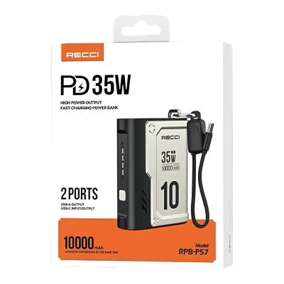 Лот: 25794893. Фото: 1. POWER BANK RECCI RPB-P57 PD 35W... Внешние, портативные аккумуляторы для смартфонов (Power bank)
