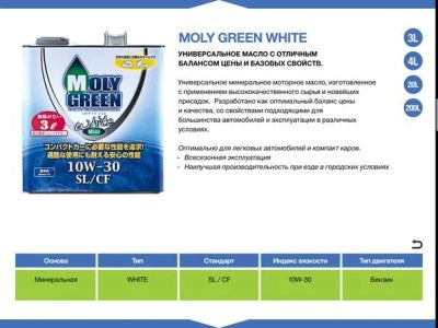 Лот: 4746852. Фото: 1. Моторное Масло Moly Green white... Масла, жидкости