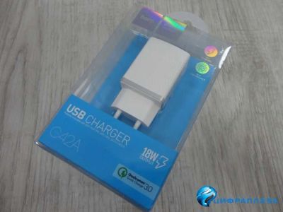 Лот: 13859864. Фото: 1. Сетевое ЗУ Hoco C42A (1USB/QC... Зарядные устройства, блоки питания, адаптеры сетевые для смартфонов