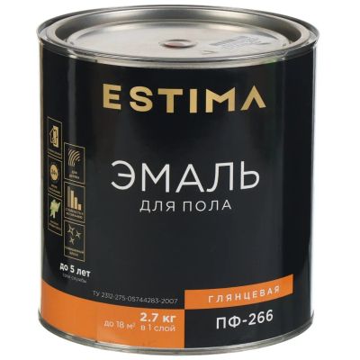 Лот: 25041667. Фото: 1. Эмаль Estima, ПФ-266, для пола... Краски, лаки, растворитель