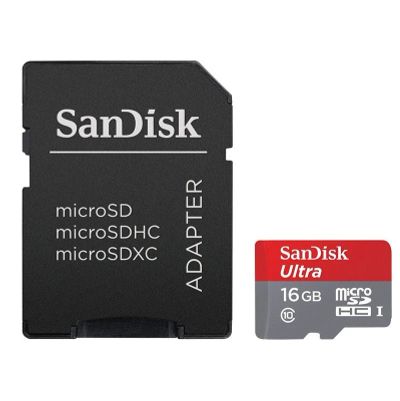 Лот: 11763996. Фото: 1. MicroSD 16 Gb SanDisk + SD адаптер. Карты памяти