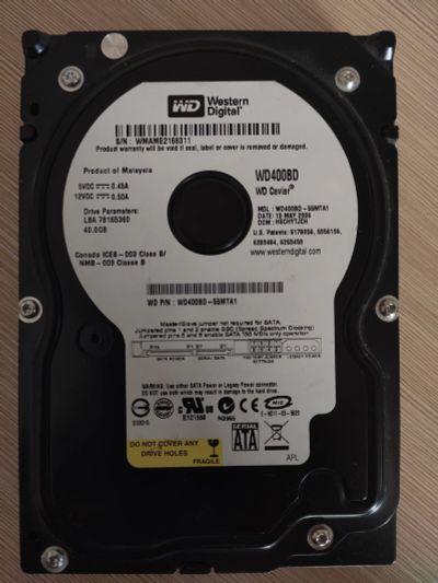 Лот: 19305349. Фото: 1. HDD 40Gb SATA WD. Жёсткие диски (HDD)