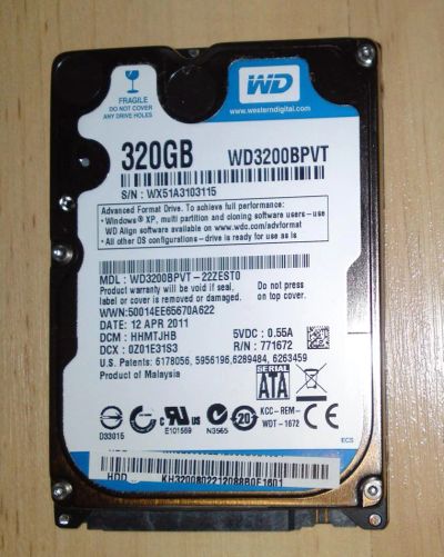 Лот: 7576578. Фото: 1. Western Digital WD3200BPVT. Жёсткие диски (HDD)