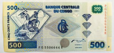 Лот: 23608595. Фото: 1. Конго 500 франков 2002 ПРЕСС. Африка